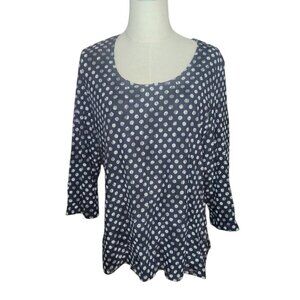 Slinky Brand Polka Dot 3/4 Sleeve Blouse Large